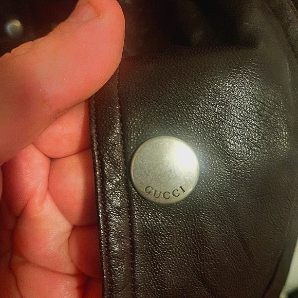 Authentic Brown and Black leather Gucci bomber jacket - Picture 2 of 11